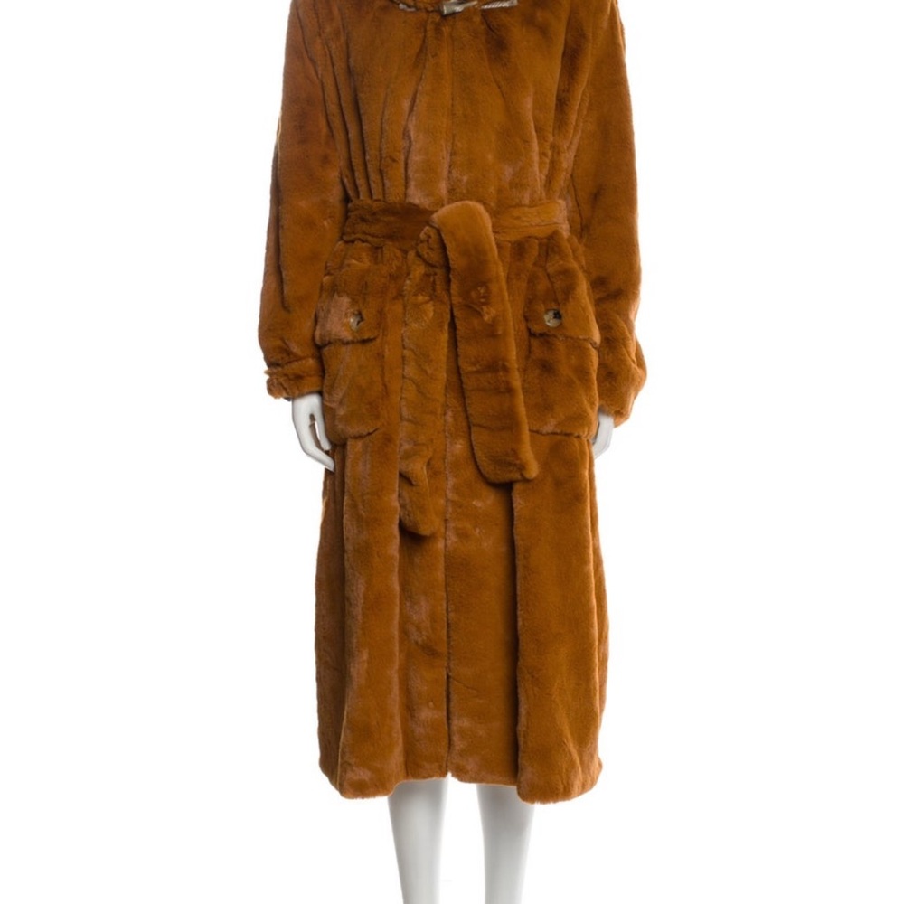 GOLDEN GOOSE Luxurious Brown Faux Fur Coat - Picture 4 of 6
